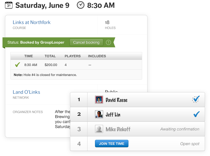 Tee Time Details & Players